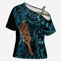 Maripi New Zealand Cross Shoulder Shirt Maori Weapon Paua Shell Haka Fern