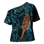 Maripi New Zealand Cross Shoulder Shirt Maori Weapon Paua Shell Haka Fern