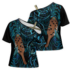 Maripi New Zealand Cross Shoulder Shirt Maori Weapon Paua Shell Haka Fern