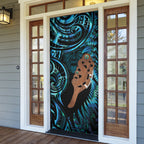Maripi New Zealand Door Cover Maori Weapon Paua Shell Haka Fern