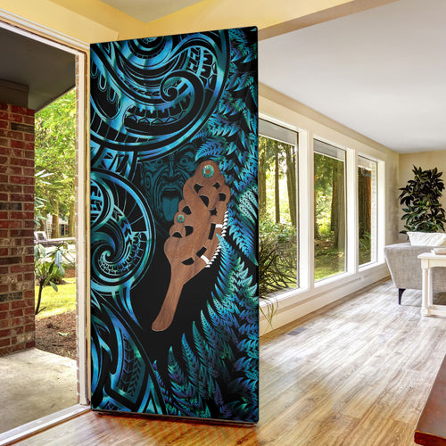 Maripi New Zealand Door Cover Maori Weapon Paua Shell Haka Fern