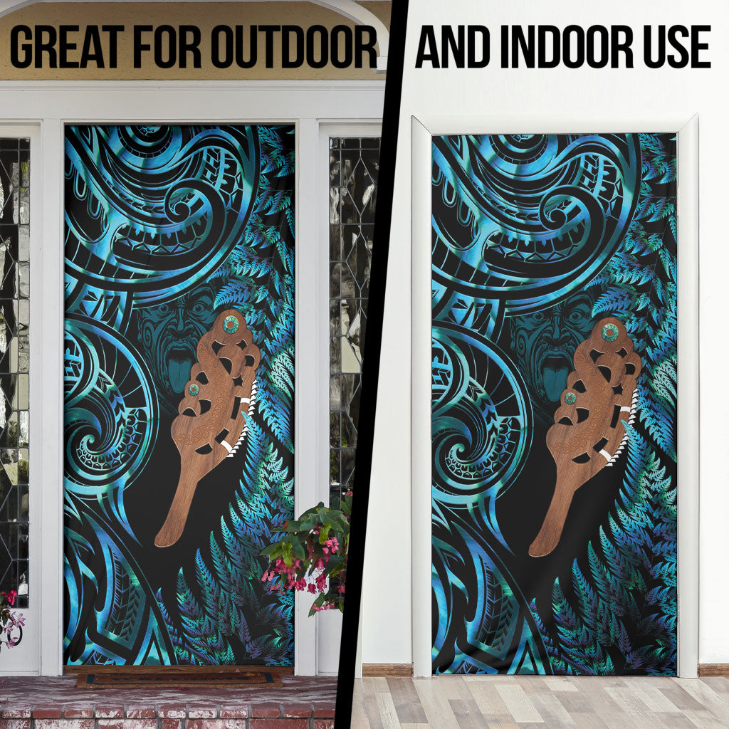 Maripi New Zealand Door Cover Maori Weapon Paua Shell Haka Fern