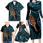 Maripi New Zealand Family Matching Long Sleeve Bodycon Dress and Hawaiian Shirt Maori Weapon Paua Shell Haka Fern