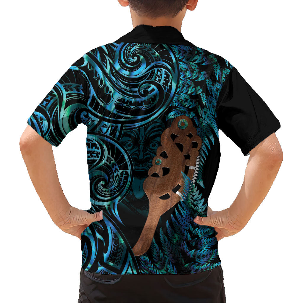 Maripi New Zealand Family Matching Long Sleeve Bodycon Dress and Hawaiian Shirt Maori Weapon Paua Shell Haka Fern