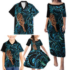 Maripi New Zealand Family Matching Puletasi and Hawaiian Shirt Maori Weapon Paua Shell Haka Fern