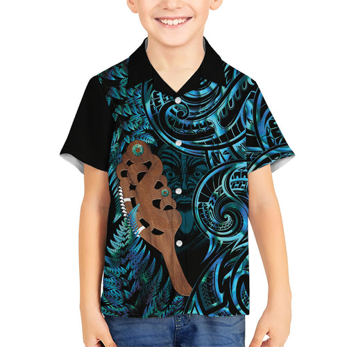 Maripi New Zealand Family Matching Puletasi and Hawaiian Shirt Maori Weapon Paua Shell Haka Fern