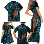 Maripi New Zealand Family Matching Short Sleeve Bodycon Dress and Hawaiian Shirt Maori Weapon Paua Shell Haka Fern