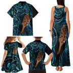 Maripi New Zealand Family Matching Tank Maxi Dress and Hawaiian Shirt Maori Weapon Paua Shell Haka Fern