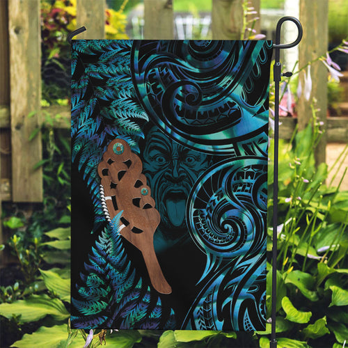 Maripi New Zealand Garden Flag Maori Weapon Paua Shell Haka Fern