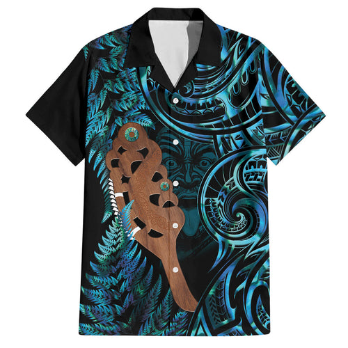 Maripi New Zealand Hawaiian Shirt Maori Weapon Paua Shell Haka Fern
