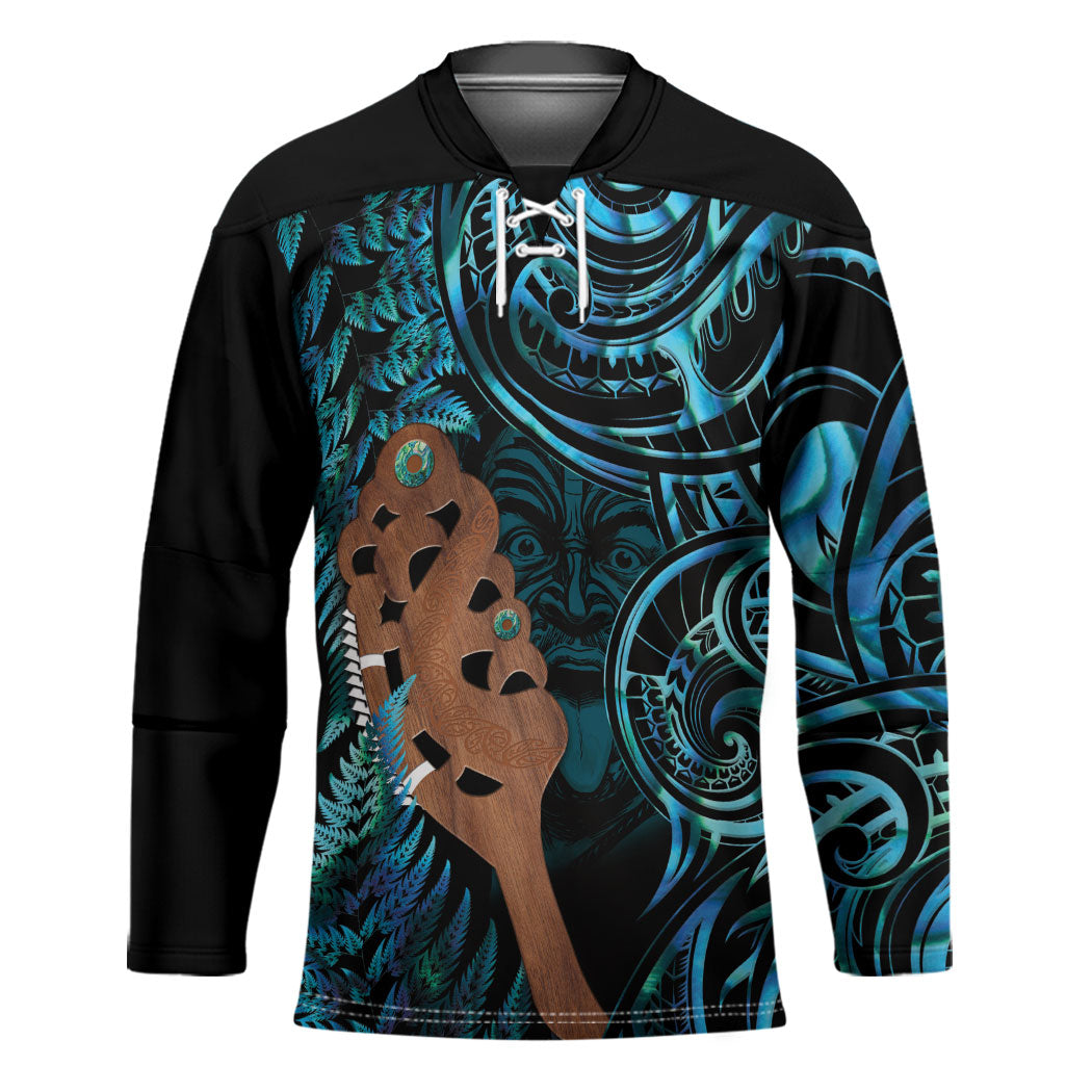 Maripi New Zealand Hockey Jersey Maori Weapon Paua Shell Haka Fern