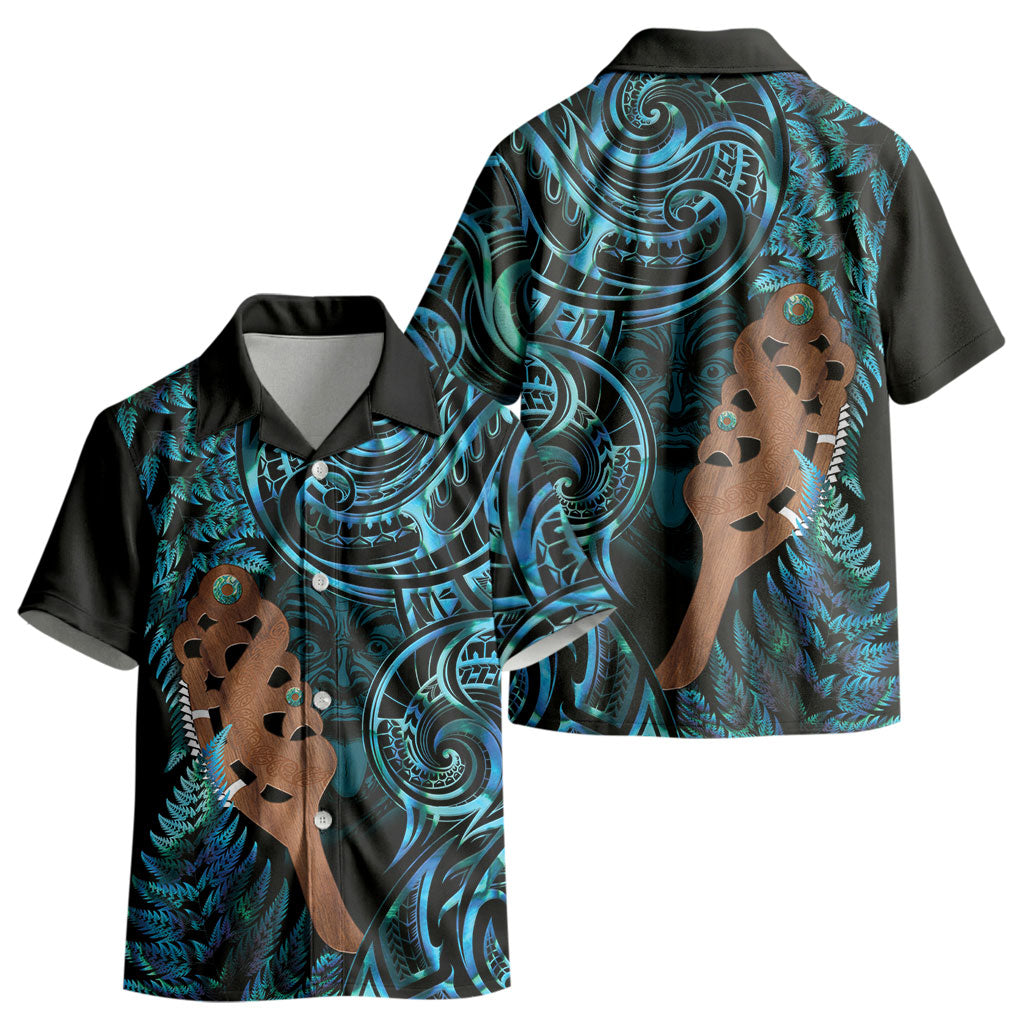 Maripi New Zealand Kid Hawaiian Shirt Maori Weapon Paua Shell Haka Fern LT14