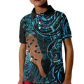 Maripi New Zealand Kid Polo Shirt Maori Weapon Paua Shell Haka Fern