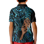 Maripi New Zealand Kid Polo Shirt Maori Weapon Paua Shell Haka Fern