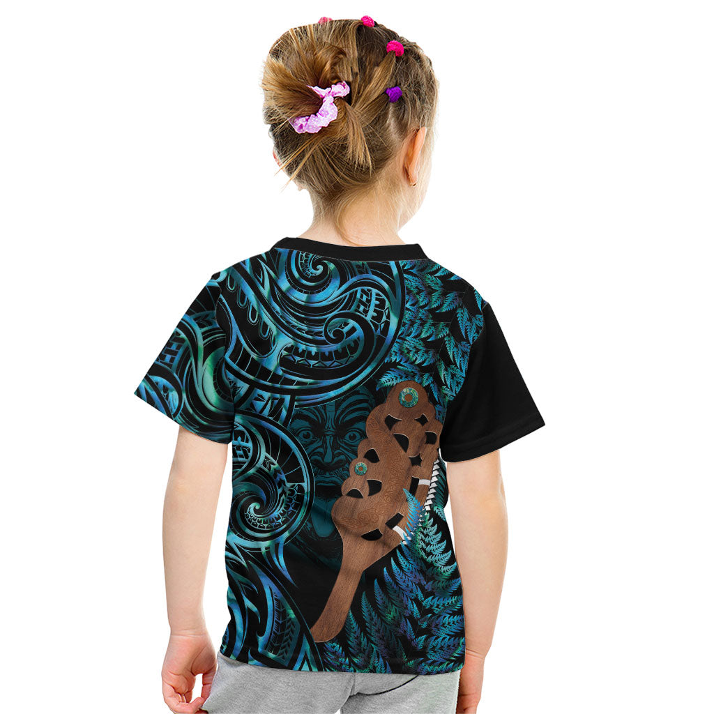 Maripi New Zealand Kid T Shirt Maori Weapon Paua Shell Haka Fern