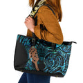Maripi New Zealand Leather Tote Bag Maori Weapon Paua Shell Haka Fern