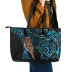 Maripi New Zealand Leather Tote Bag Maori Weapon Paua Shell Haka Fern