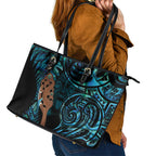 Maripi New Zealand Leather Tote Bag Maori Weapon Paua Shell Haka Fern