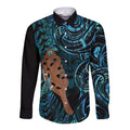 Maripi New Zealand Long Sleeve Button Shirt Maori Weapon Paua Shell Haka Fern