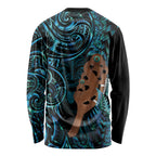 Maripi New Zealand Long Sleeve Shirt Maori Weapon Paua Shell Haka Fern