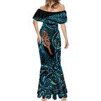 Maripi New Zealand Mermaid Dress Maori Weapon Paua Shell Haka Fern