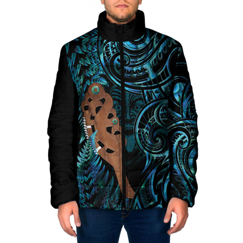 Maripi New Zealand Padded Jacket Maori Weapon Paua Shell Haka Fern