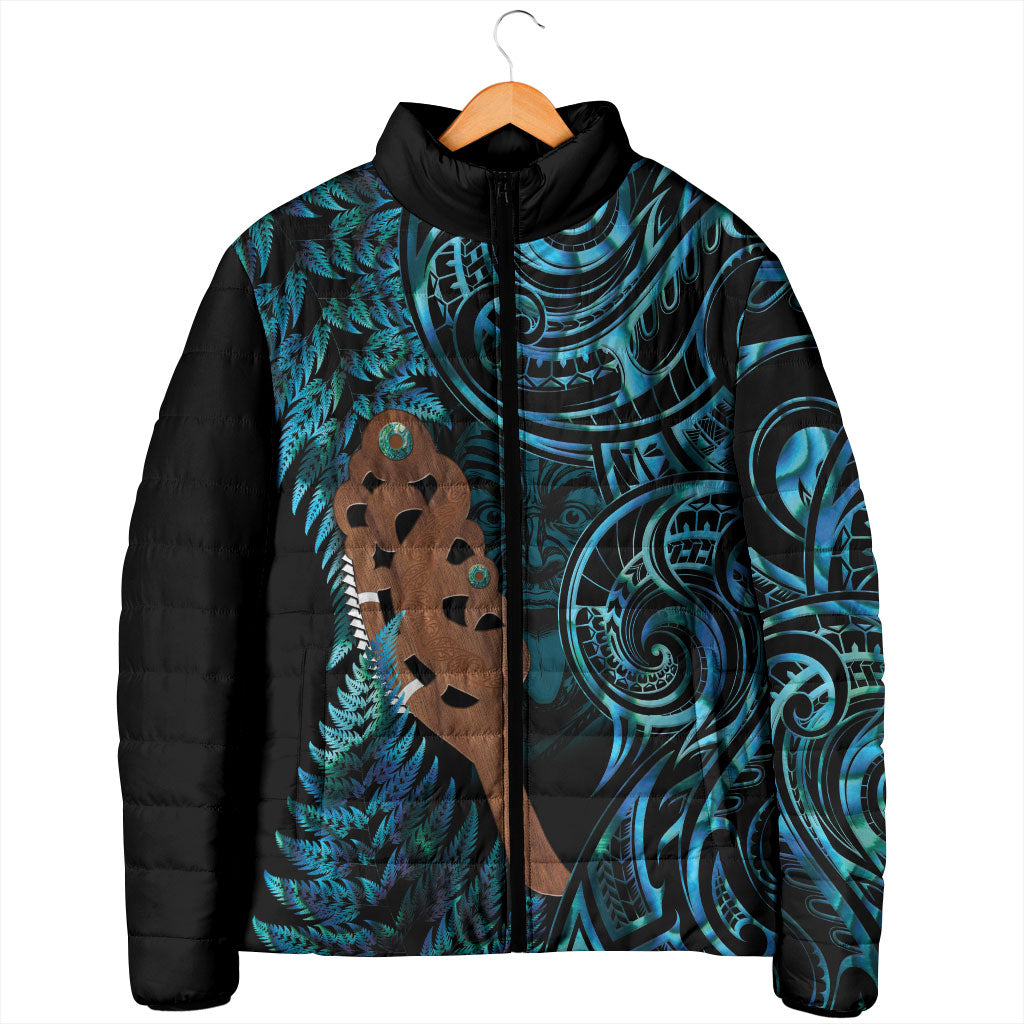 Maripi New Zealand Padded Jacket Maori Weapon Paua Shell Haka Fern