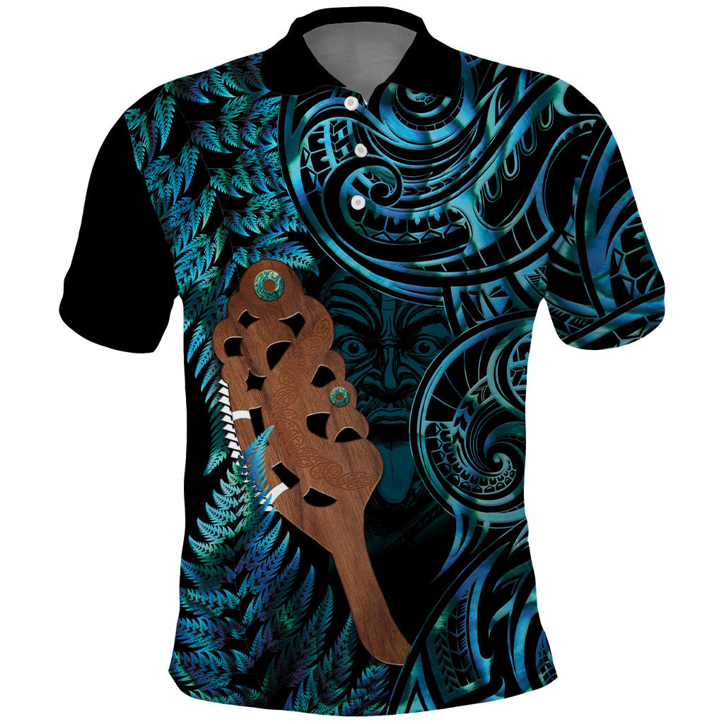 Maripi New Zealand Polo Shirt Maori Weapon Paua Shell Haka Fern