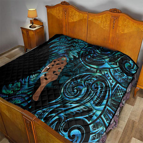 Maripi New Zealand Quilt Maori Weapon Paua Shell Haka Fern