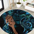 Maripi New Zealand Round Carpet Maori Weapon Paua Shell Haka Fern