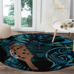 Maripi New Zealand Round Carpet Maori Weapon Paua Shell Haka Fern