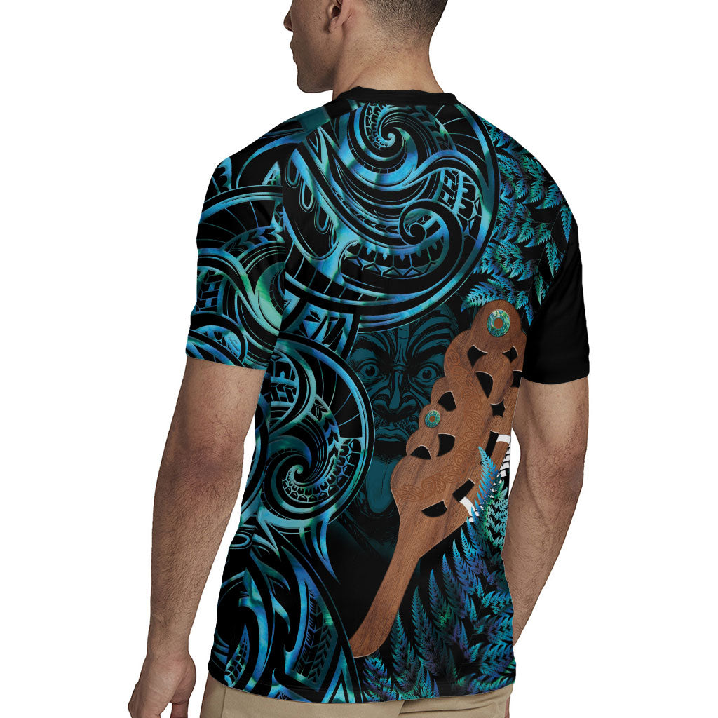 Maripi New Zealand Rugby Jersey Maori Weapon Paua Shell Haka Fern
