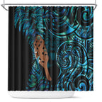 Maripi New Zealand Shower Curtain Maori Weapon Paua Shell Haka Fern
