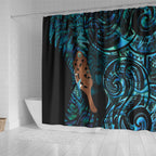 Maripi New Zealand Shower Curtain Maori Weapon Paua Shell Haka Fern