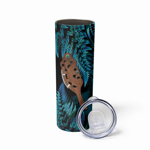 Maripi New Zealand Skinny Tumbler Maori Weapon Paua Shell Haka Fern