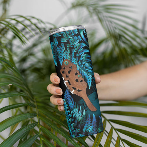 Maripi New Zealand Skinny Tumbler Maori Weapon Paua Shell Haka Fern