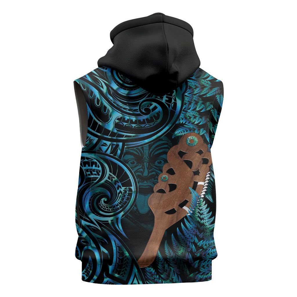 Maripi New Zealand Sleeveless Hoodie Maori Weapon Paua Shell Haka Fern