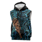 Maripi New Zealand Sleeveless Zip Hoodie Maori Weapon Paua Shell Haka Fern