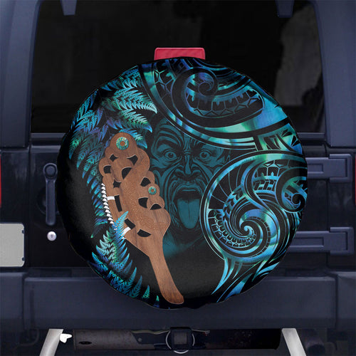 Maripi New Zealand Spare Tire Cover Maori Weapon Paua Shell Haka Fern