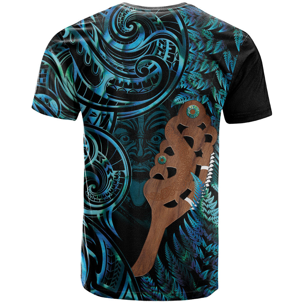 Maripi New Zealand T Shirt Maori Weapon Paua Shell Haka Fern