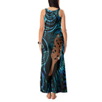 Maripi New Zealand Tank Maxi Dress Maori Weapon Paua Shell Haka Fern