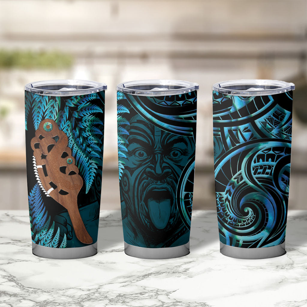 Maripi New Zealand Tumbler Cup Maori Weapon Paua Shell Haka Fern