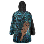 Maripi New Zealand Wearable Blanket Hoodie Maori Weapon Paua Shell Haka Fern
