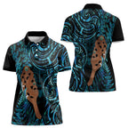 Maripi New Zealand Women Polo Shirt Maori Weapon Paua Shell Haka Fern