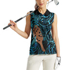 Maripi New Zealand Women Sleeveless Polo Shirt Maori Weapon Paua Shell Haka Fern