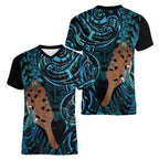 Maripi New Zealand Women V-Neck T-Shirt Maori Weapon Paua Shell Haka Fern