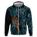 Maripi New Zealand Zip Hoodie Maori Weapon Paua Shell Haka Fern
