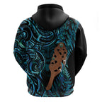 Maripi New Zealand Zip Hoodie Maori Weapon Paua Shell Haka Fern