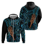 Maripi New Zealand Zip Hoodie Maori Weapon Paua Shell Haka Fern