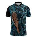 Maripi New Zealand Zipper Polo Shirt Maori Weapon Paua Shell Haka Fern